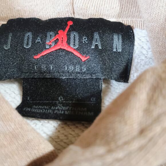 Jordan Flight Fleece Men's Large Pullover Hoodie Hemp-Heather with Pouch Pockets - Picture 4 of 11